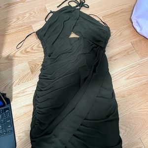 Zara Green cross neck dress